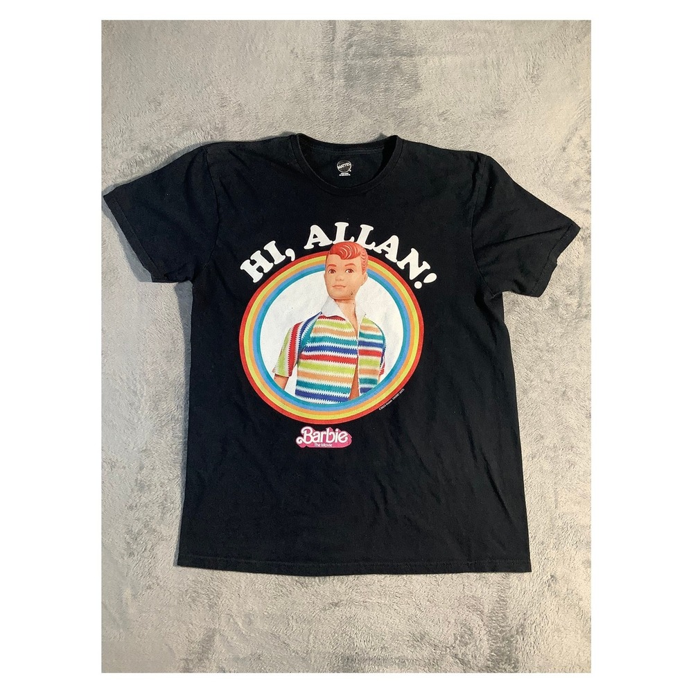 Mattel Barbie The Movie Hi‎ Allan Graphic T-Shirt Black Men's Medium 19" P2P